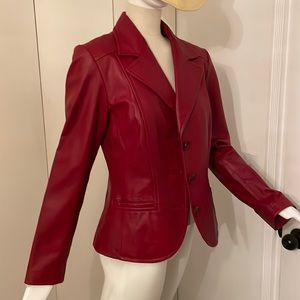 Danier Real Leather Cherry Red Blazer. Great condition. Size M